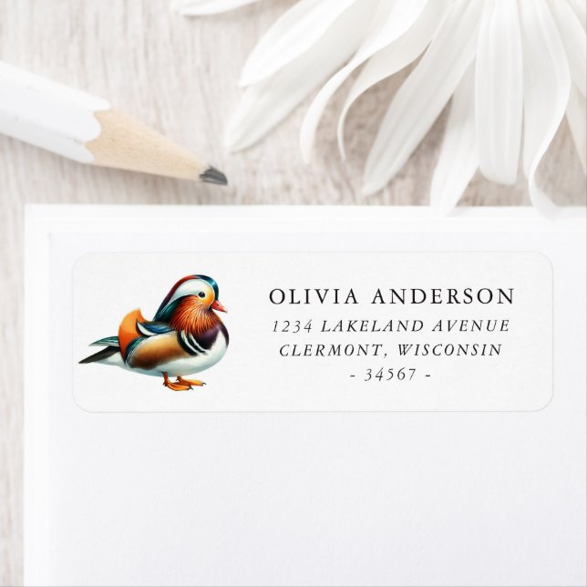 Mandarin Duck Return Address Label (Insitu)