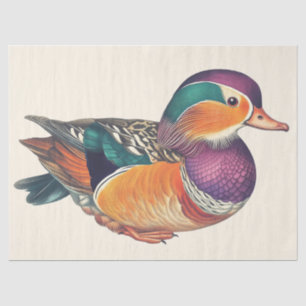 Mandarin Duck Watercolor Decoupage Bird Art Tissue Paper