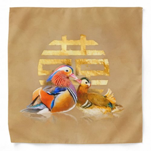 Mandarin Ducks and Double Happiness Symbol Bandana