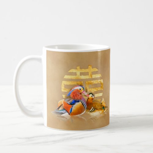 Mandarin Ducks and Double Happiness Symbol Coffee Mug
