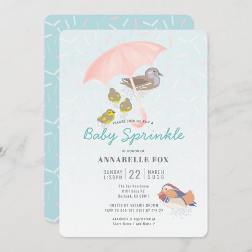 Mandarin Ducks Baby Sprinkle Shower Invitation