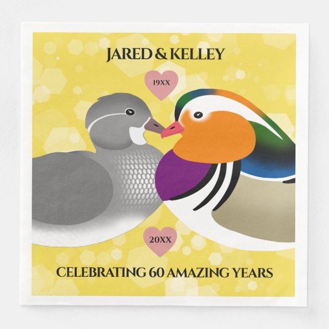 Mandarin Ducks Lovebirds Any Anniversary Paper Dinner Napkins (Front)