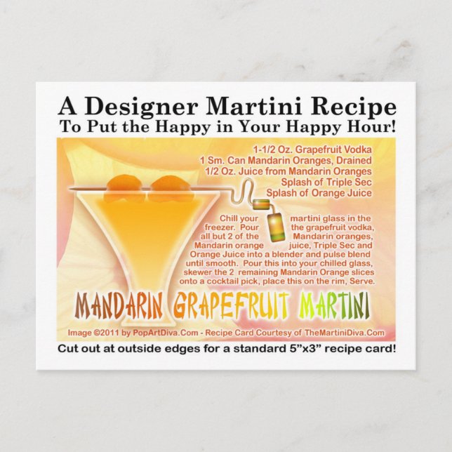 Mandarin Grapefruit Martini Recipe Postcard (Front)