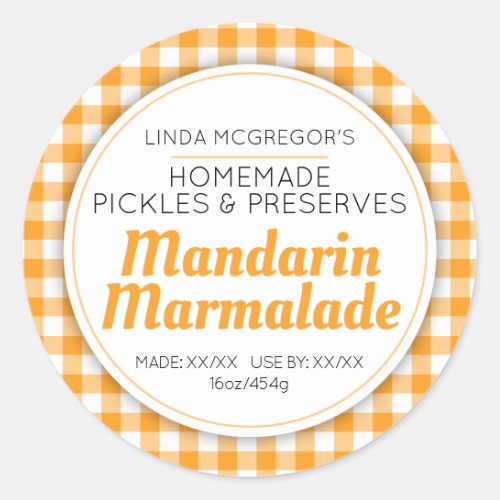 Mandarin marmalade orange round jam jar food label