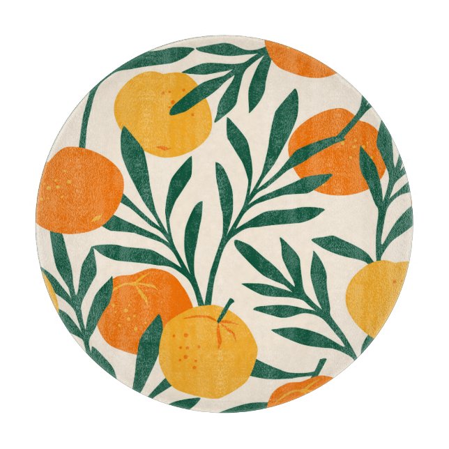 Mandarin Mosaic: Trendy Citrus Chic Cutting Board (Front)