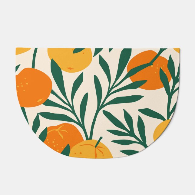 Mandarin Mosaic: Trendy Citrus Chic Doormat (Front)