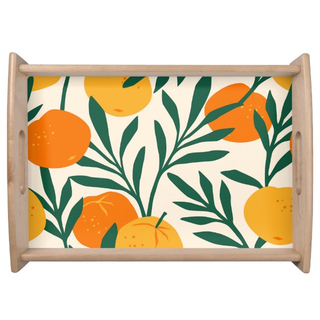 Mandarin Mosaic: Trendy Citrus Chic Serving Tray (Front)