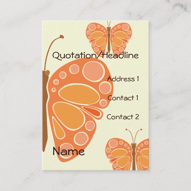 Mandarin Orange 60s Butterfly Business Card (Front)