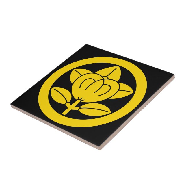 Mandarin orange in circle ceramic tile (Side)