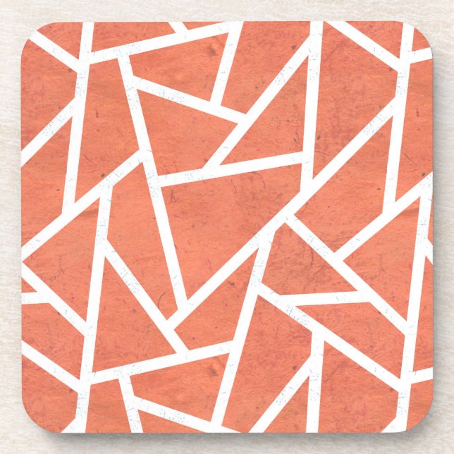 Mandarin orange mosaic pattern beverage coaster (Front)