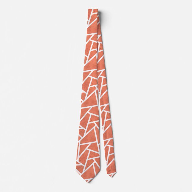 Mandarin orange mosaic pattern neck tie (Front)
