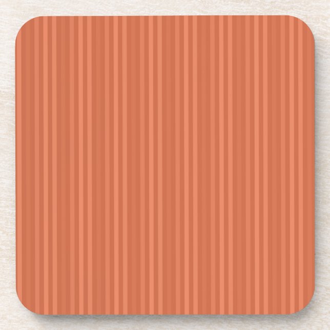 Mandarin Orange Vertical Stripes Beverage Coaster (Front)