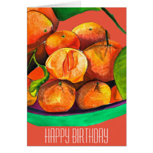 Mandarin orange watercolor fruit art cards
