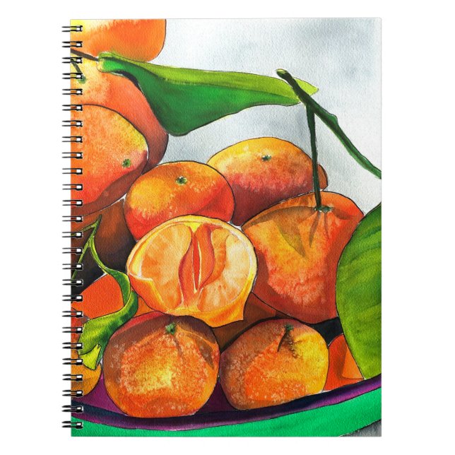 Mandarin orange watercolor fruit art notebook (Front)