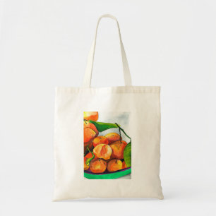 Mandarin orange watercolor fruit art tote bag
