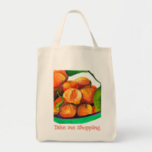 Mandarin orange watercolor fruit art tote bag