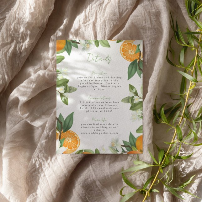 Mandarin Orange Watercolor Wedding Info Enclosure Card (Creator Uploaded)