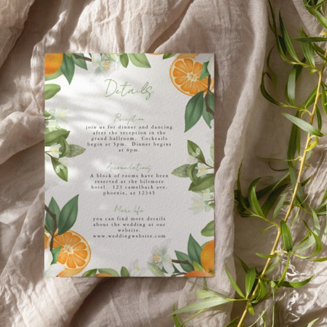 Mandarin Orange Watercolor Wedding Info Invitation (Creator Uploaded)