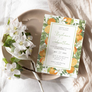 Mandarin Orange Watercolor Wedding Invitation