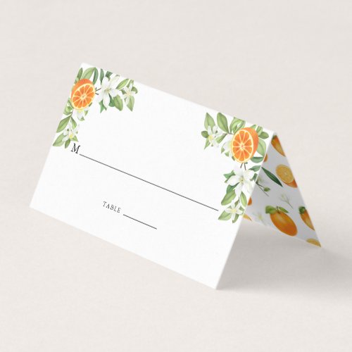 Mandarin Orange Watercolor Wedding Place Card