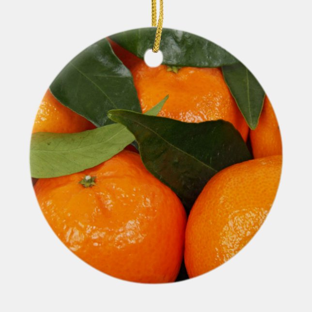 Mandarin Oranges Ceramic Ornament (Front)