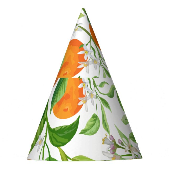 Mandarin: Tropical Colorful Pattern Party Hat (Front)