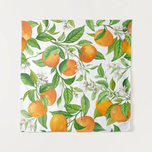 Mandarin: Tropical Colorful Pattern Tapestry (Front)