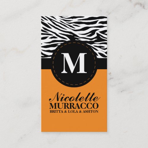 Mandarin Wild Zebra Print Mommy Calling Card / Business Cards