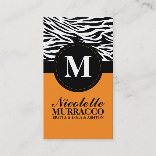 Customizable Mandarin Wild Zebra Print Mommy Calling Card / Business Cards