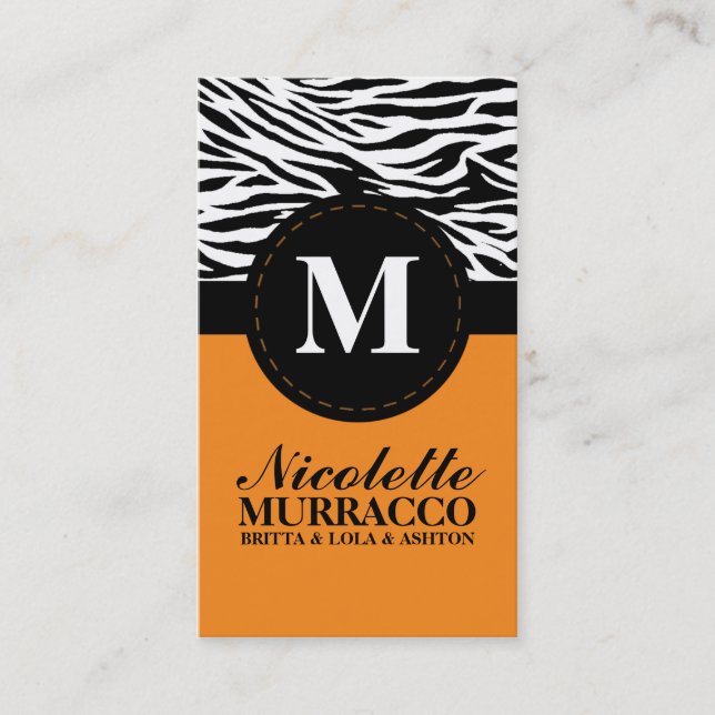Mandarin Wild Zebra Print Mommy Calling Card / (Front)