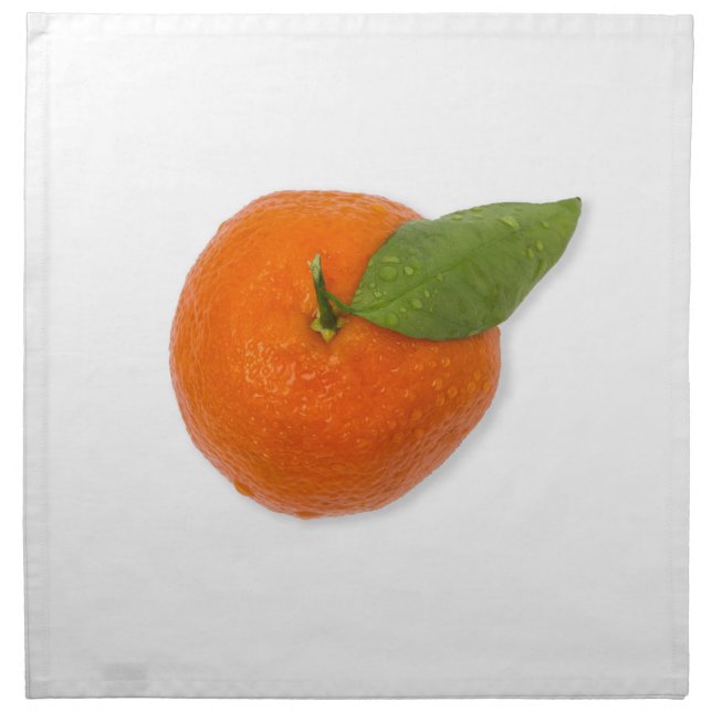 Mandarin with green leaf napkin (Front)