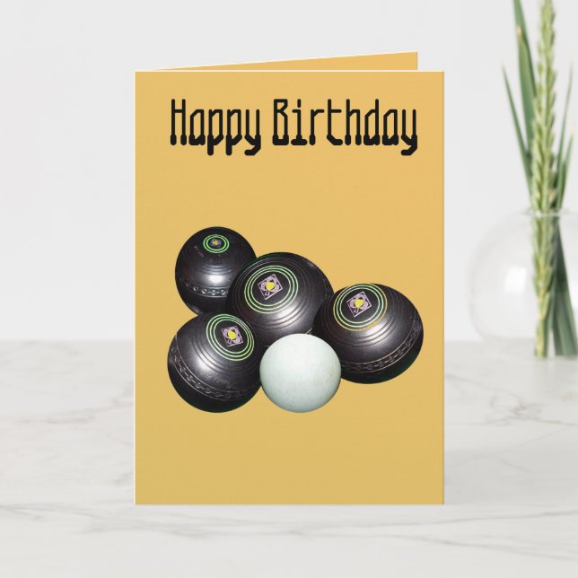 Mandarin Yellow Lawn Bowls, Birthday Card (Front)