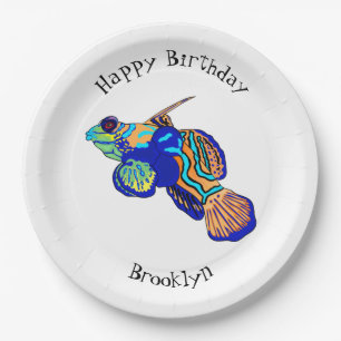 Mandarinfish cartoon illustration paper plates