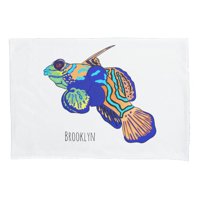 Mandarinfish cartoon illustration pillow case (Front)