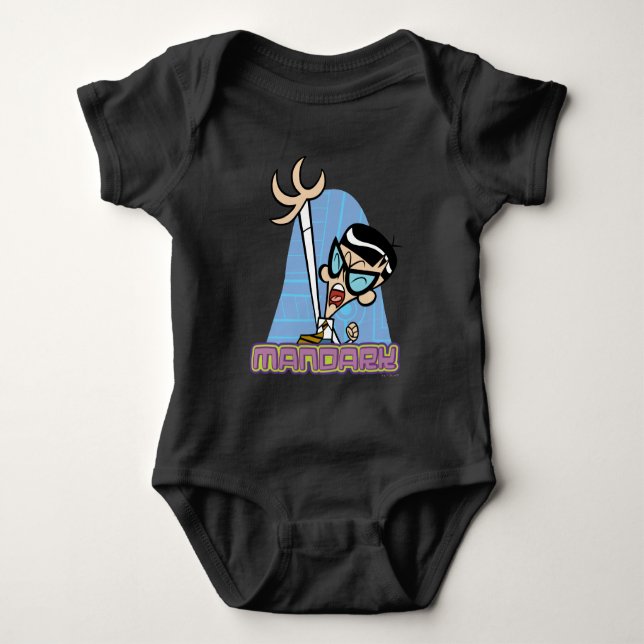 Mandark Character Name Graphic Baby Bodysuit (Front)