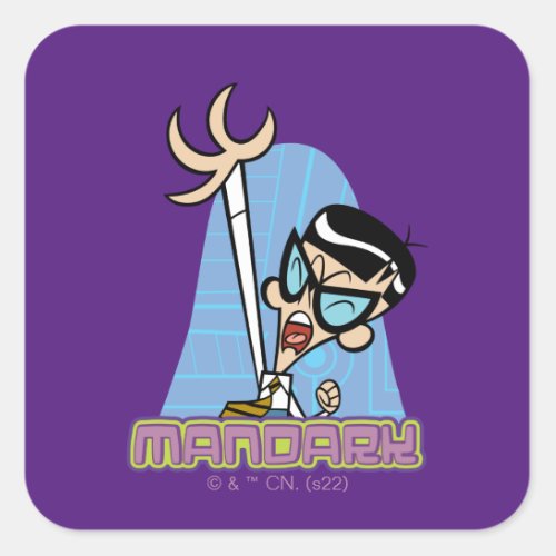 Mandark Character Name Graphic Square Sticker