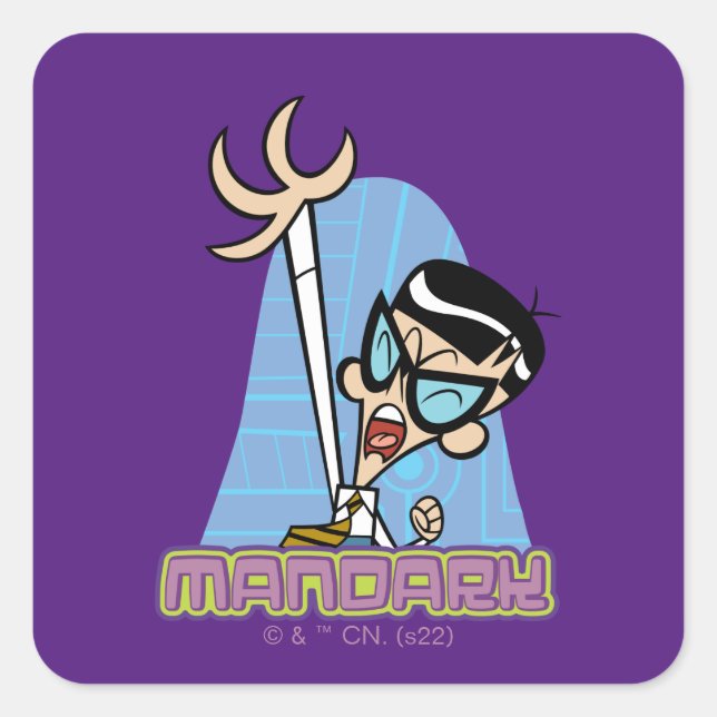 Mandark Character Name Graphic Square Sticker (Front)