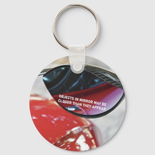 Mandela Effect objects in mirror may be closer Keychain (Front)
