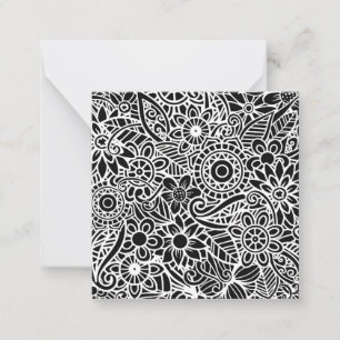 Mandela Floral Black White Modern Fun Gift Note Card