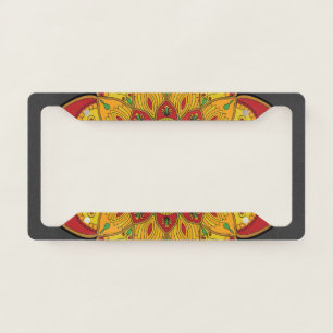 Mandela Flower Orange Red License Plate Frame