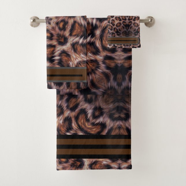 Mandela leopard animal print bath towel set (Insitu)