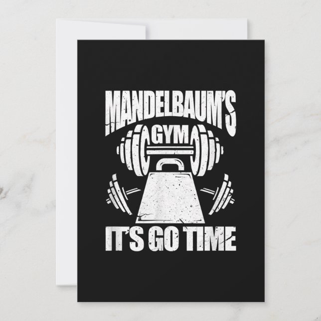 Mandelbaums Gym Funny Bodybuilding Gym Workout Gif Invitation (Front)