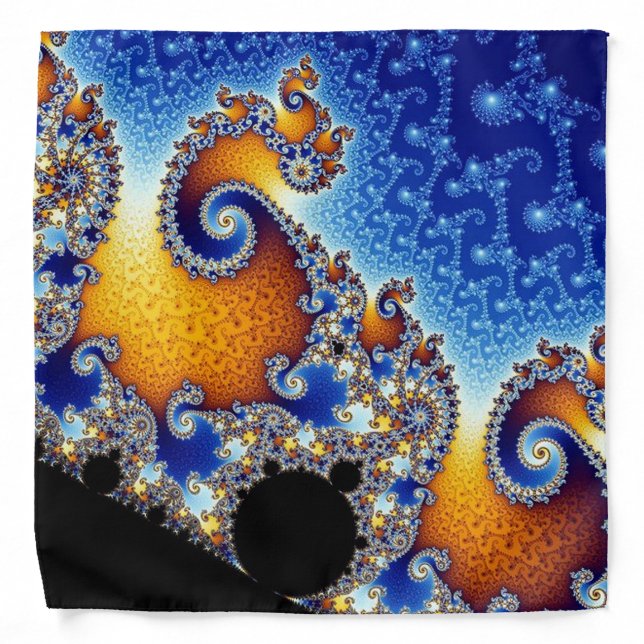 Mandelbrot Blue Double Spiral Fractal Bandana (Front)