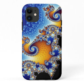 Mandelbrot Blue Double Spiral Fractal iPhone 11 Case