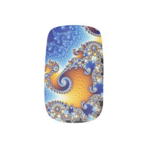 Mandelbrot Blue Double Spiral Fractal Minx Nail Wraps