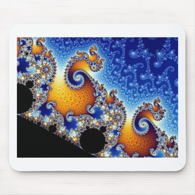 Mandelbrot Blue Double Spiral Fractal Mouse Pad (Front)