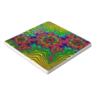 Mandelbrot Color Explosion  Ceramic Trivet