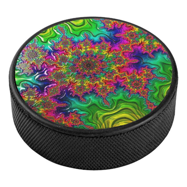 Mandelbrot Color Explosion Hockey Puck (3/4)