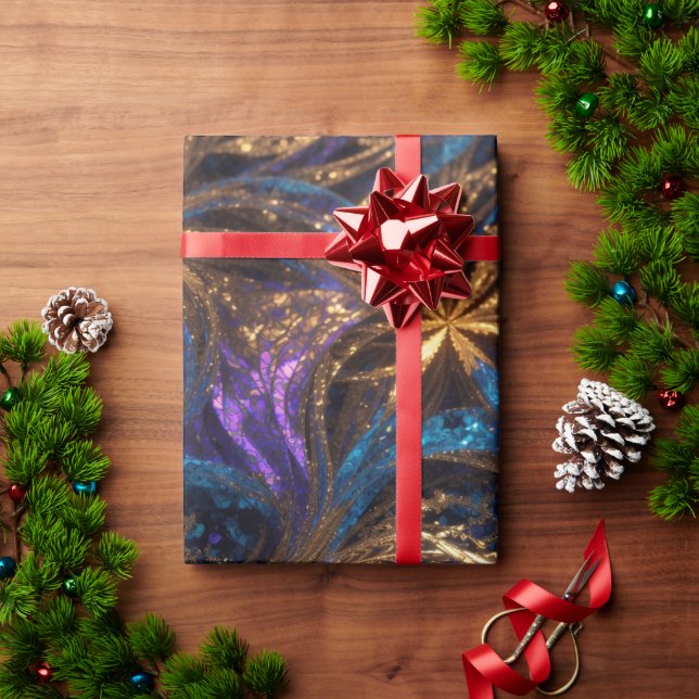 Mandelbrot Flowers Retro Colorful Personalized Pat Wrapping Paper (Holiday Gift)