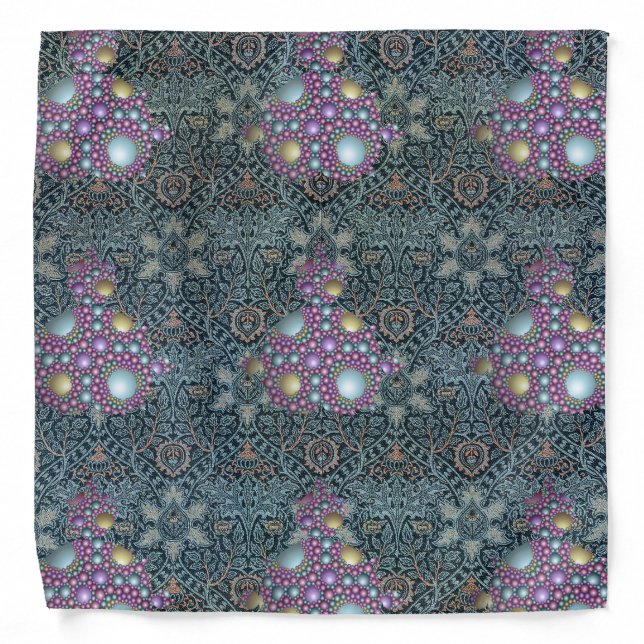 Mandelbrot Fractal Apollonian Sphere Purple Gold Bandana (Front)